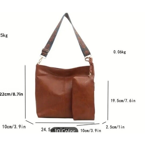 Blue Boho Shoulder Bag Purse and wristlet pouch set - Picture 2 of 2